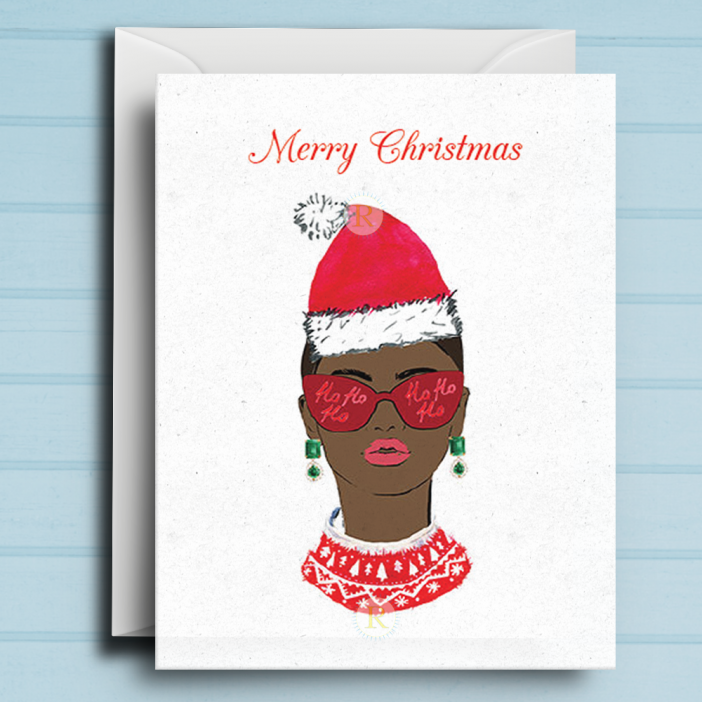 Black Woman G Christmas Card